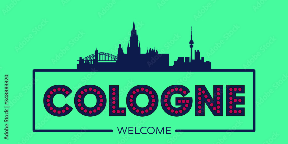 Cologne skyline silhouette flat design typographic vector illustration.