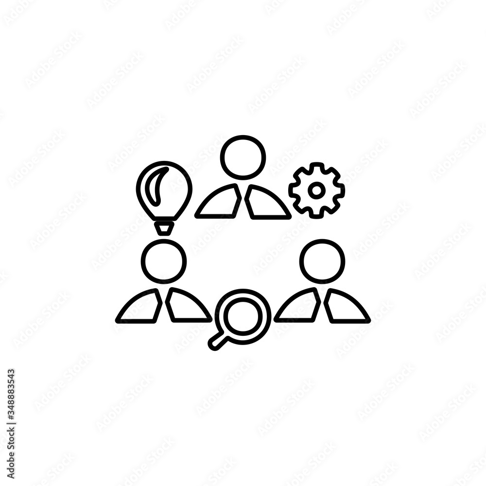 Team of people with different skills. Colloboration symbol. Team member roles icon. Flat business icon. Team of people with different skills. Colloboration symbol. Team member roles icon. Flat business icon.