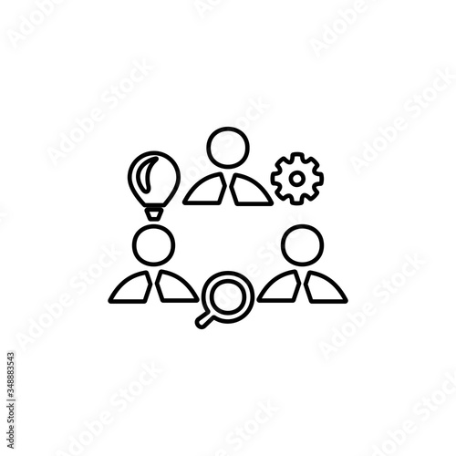 Team of people with different skills. Colloboration symbol. Team member roles icon. Flat business icon.