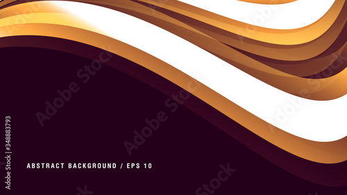 Background with elegant gold with white curve on dark backdrop with place for copy, graphic element, cover