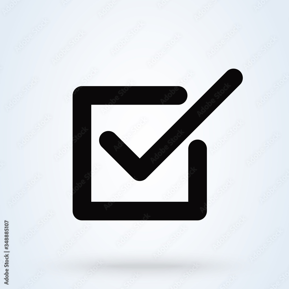 Black Check mark in box sign icon. Tick symbol in black color, vector illustration. Black Check mark in box sign icon. Tick symbol in black color, vector illustration.