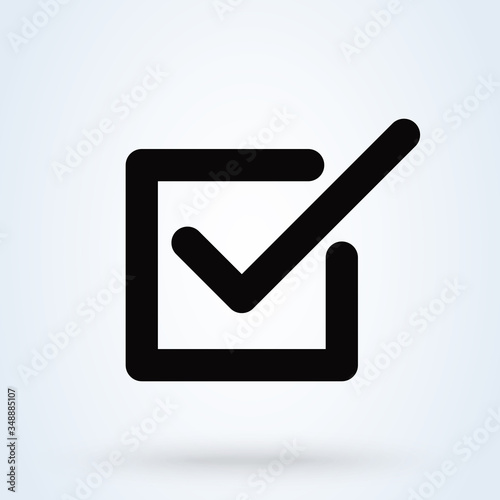 Black Check mark in box sign icon. Tick symbol in black color, vector illustration.