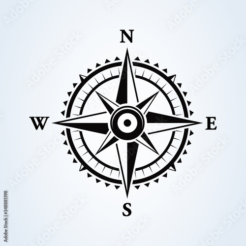 Compass wind rose icon isolated on white. Vector illustration.