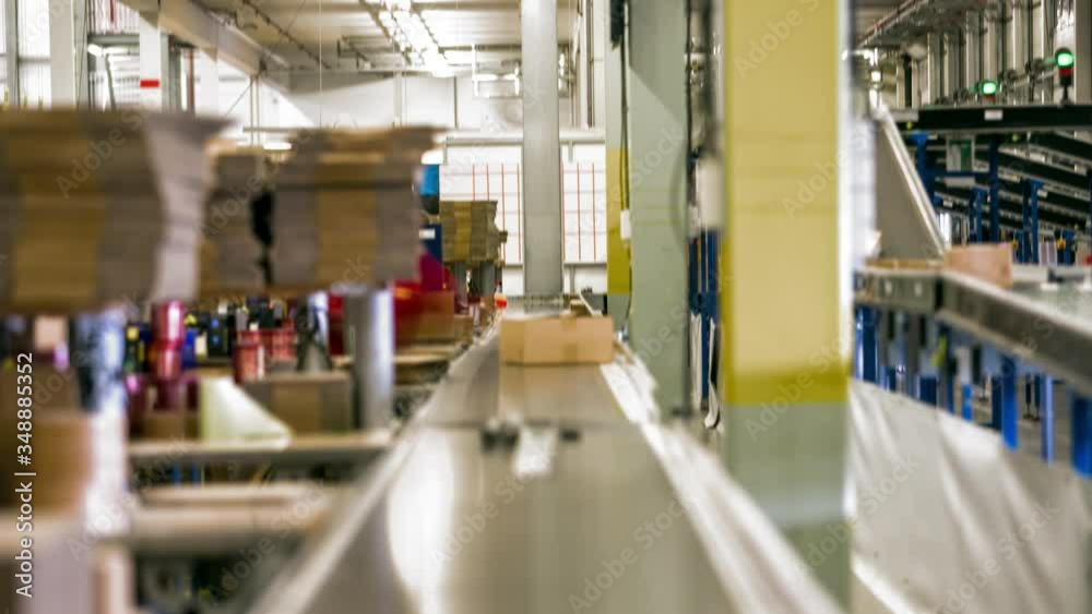 Timelapse of a Packaging Assembly Line inside a Warehouse Timelapse of a Packaging Assembly Line inside a Warehouse