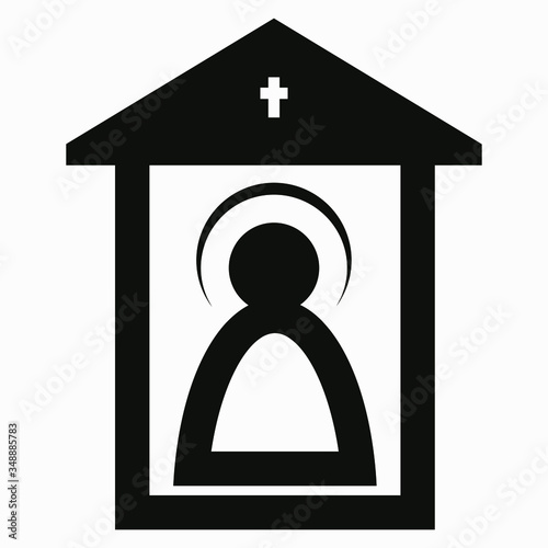 Church Icon. Illustration of church items. Iconostasis. Shrine. Tabernacle. Vector icon.