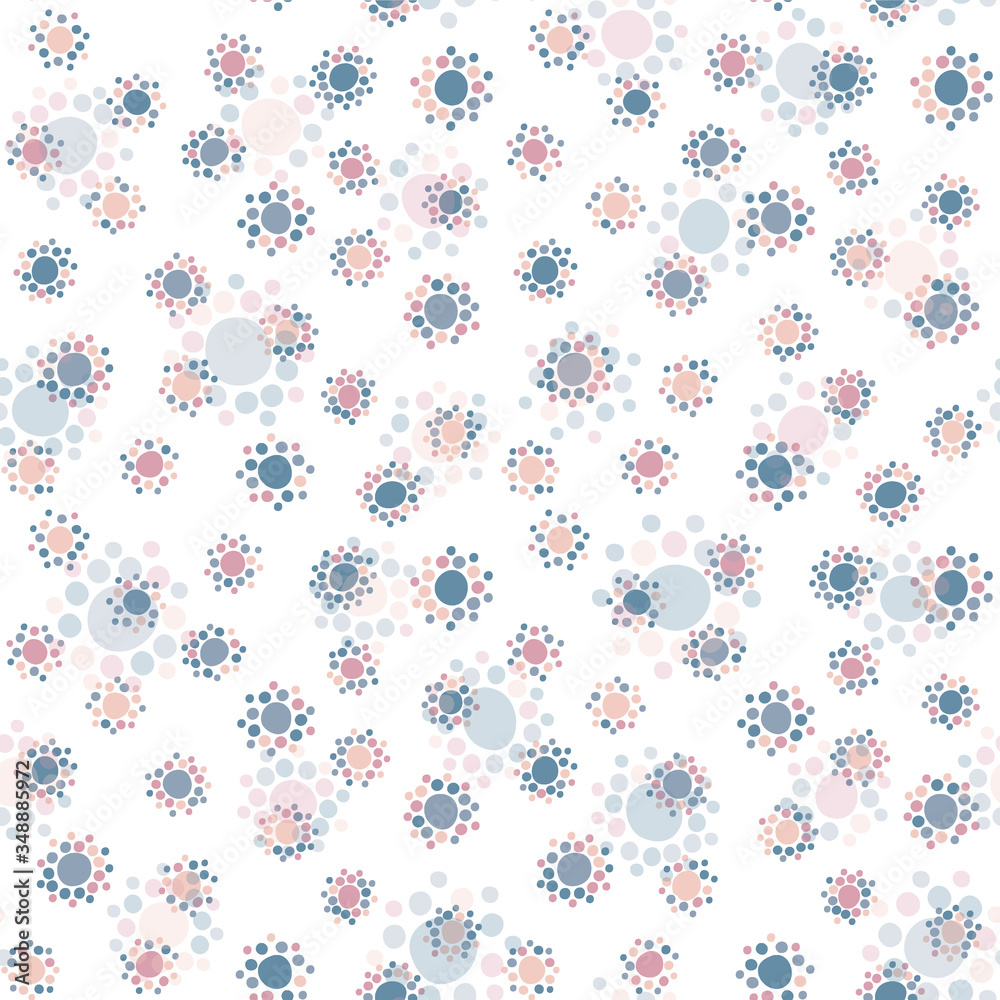 Small circles around large circles - seamless pattern. Cute doodle uneven, crooked circles like a flowers or childish pattern. Calm warm pastel colors. Texture for clothes, textile, gift wrap. Small circles around large circles - seamless pattern. Cute doodle uneven, crooked circles like a flowers or childish pattern. Calm warm pastel colors. Texture for clothes, textile, gift wrap.
