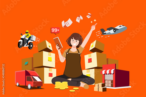 New trader Succeeding in the trade of goods with a variety of transportation services. Good soaring statistic order sales.