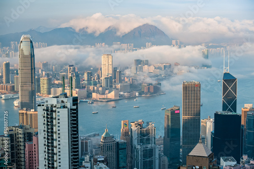 Hong Kong skyline looking towards Kowloon in the late afternoon light