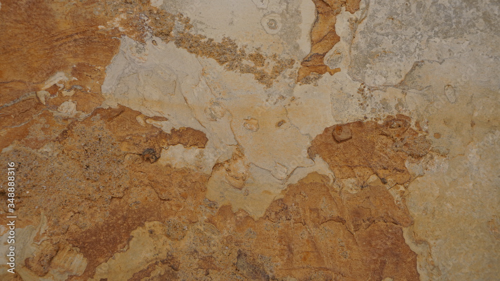 Natural world map in flagstone on the walls