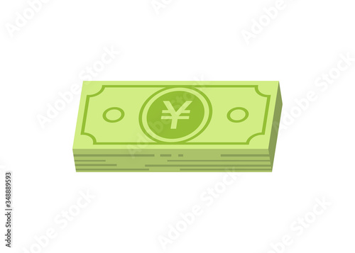 Bunch of yen bills - simple flat clip art