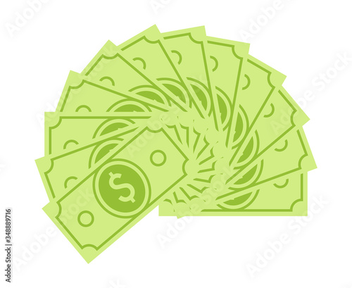 Unfolded several dollar bills