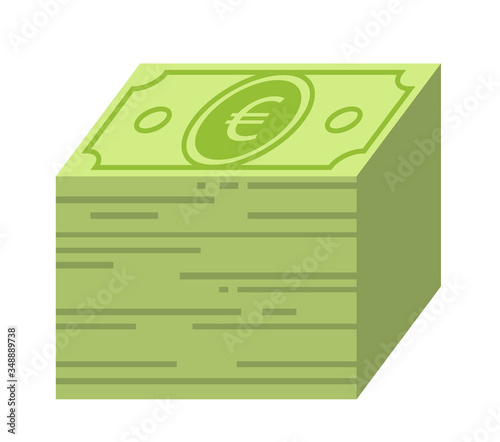 Bundle of euro bills - simple flat clip art