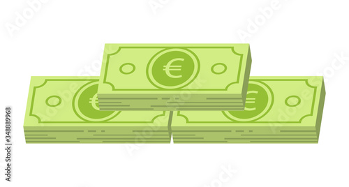 Three bunch of euro bills - simple flat clip art
