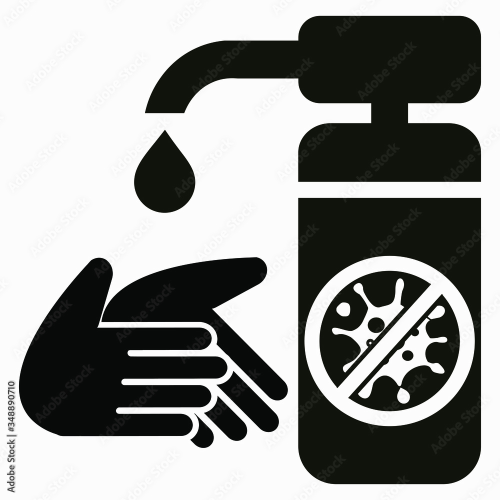 Disinfector Icon. Hand disinfection. Coronavirus Prevention Virus protection. Antibacterial agent. Vector icon.