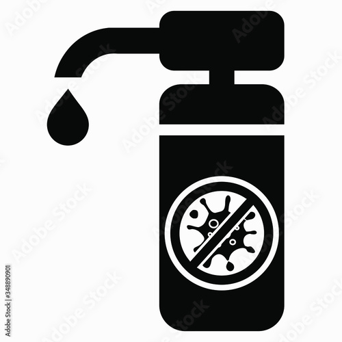 Disinfector Icon. Hand disinfection. Coronavirus Prevention Virus protection. Antibacterial agent. Vector icon.