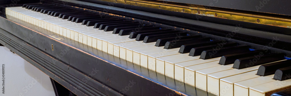 Close up of piano keys. Close angle view Close up of piano keys. Close angle view