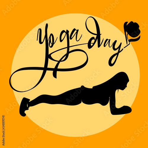 positive yoga,girl in flowers,in pose, vector illustrtion