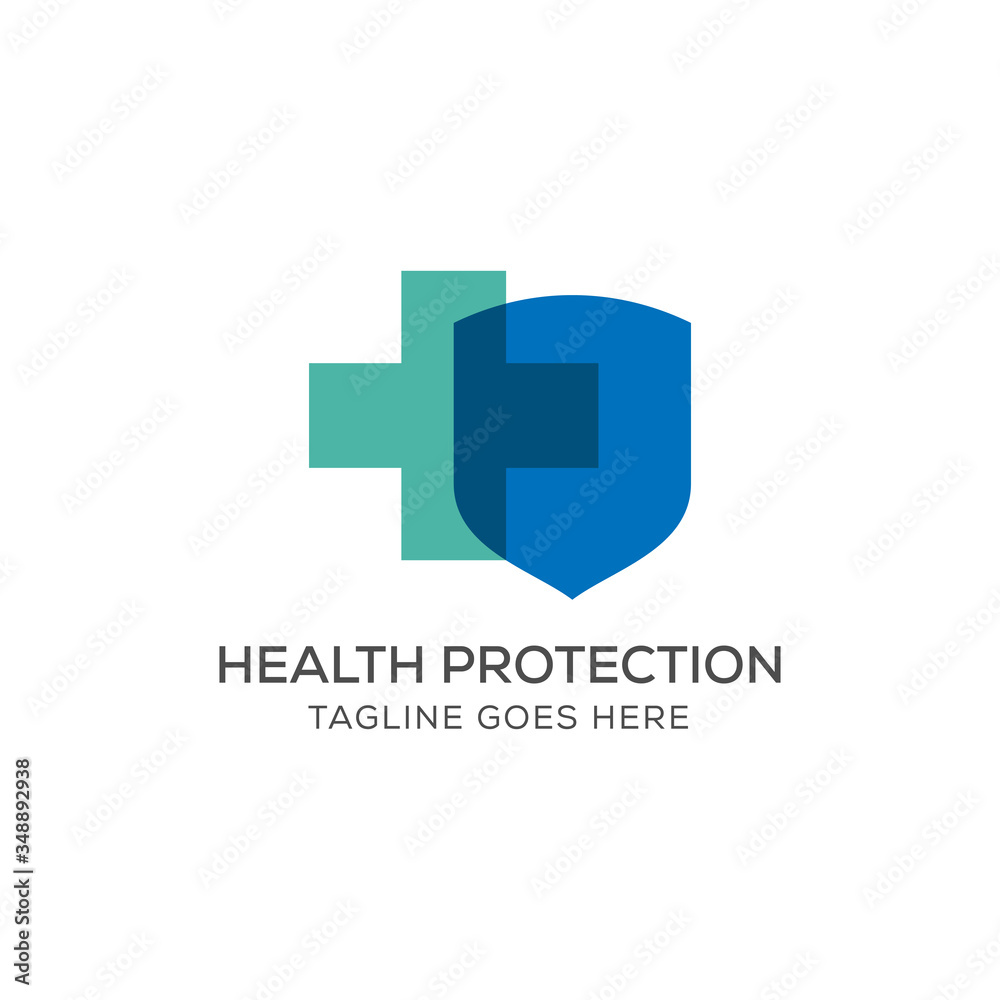 Health Protection With Shield Logo Design Vector Template For Medical Or Insurance Company. Health Protection With Shield Logo Design Vector Template For Medical Or Insurance Company.