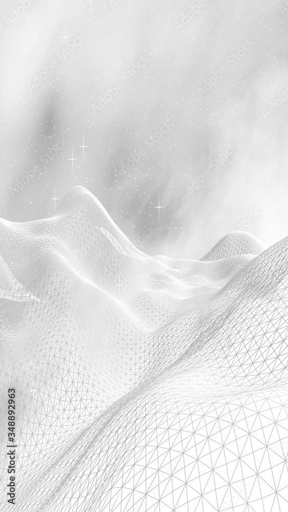 White abstract background. Hi tech network. Cyberspace grid. Outer space. Starry outer space texture. 3D illustration White abstract background. Hi tech network. Cyberspace grid. Outer space. Starry outer space texture. 3D illustration