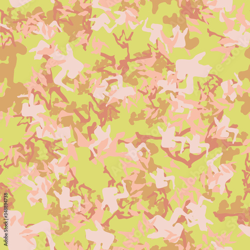 Desert camouflage of various shades of brown, green and pink colors