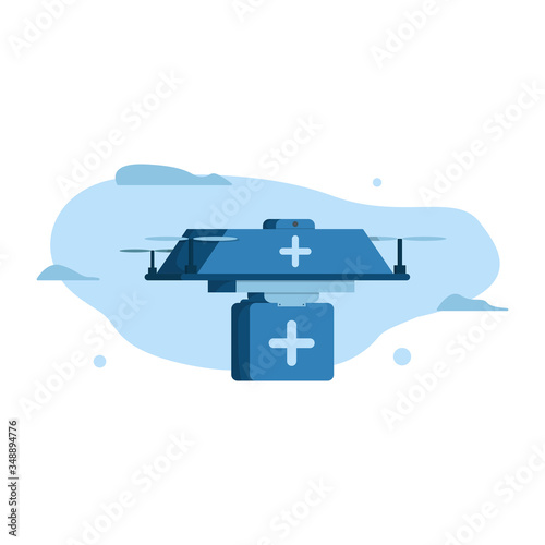Drone delivery the pharmacy. Concept illustration using drone to delivered the package. 