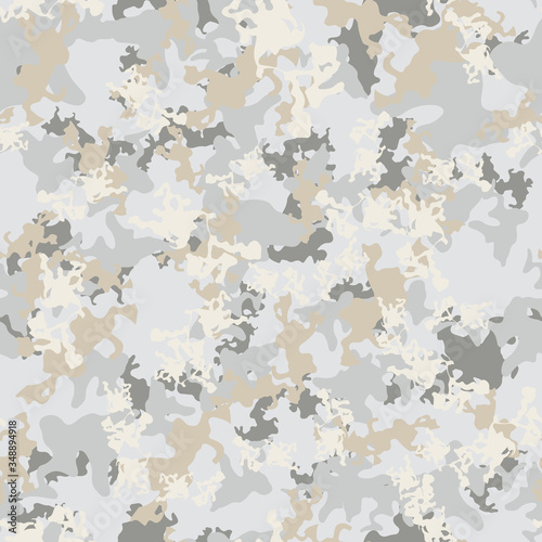 Winter camouflage of various shades of grey and brown colors