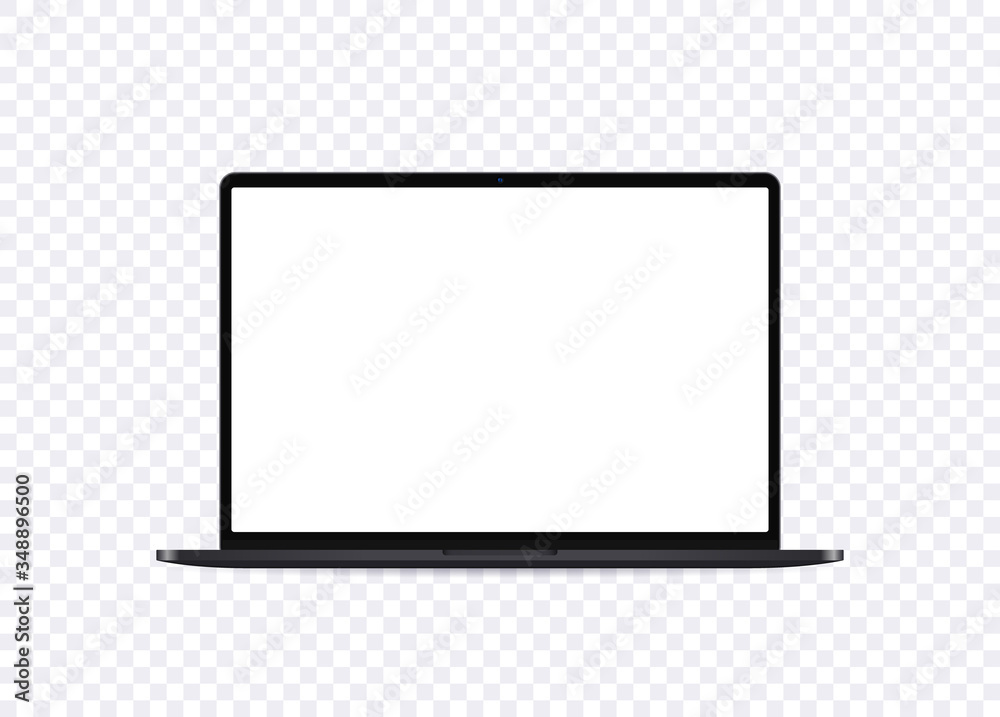 Realistic laptop mockup. Open notebook with white screen in front view. Portable computer template for show your design, website and presentation. Vector 3d illustration. Realistic laptop mockup. Open notebook with white screen in front view. Portable computer template for show your design, website and presentation. Vector 3d illustration.