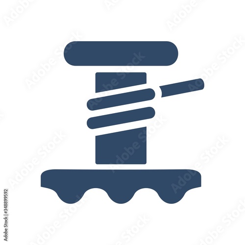 Sailboat winch icon. Yacht winch sign. Flat design style.