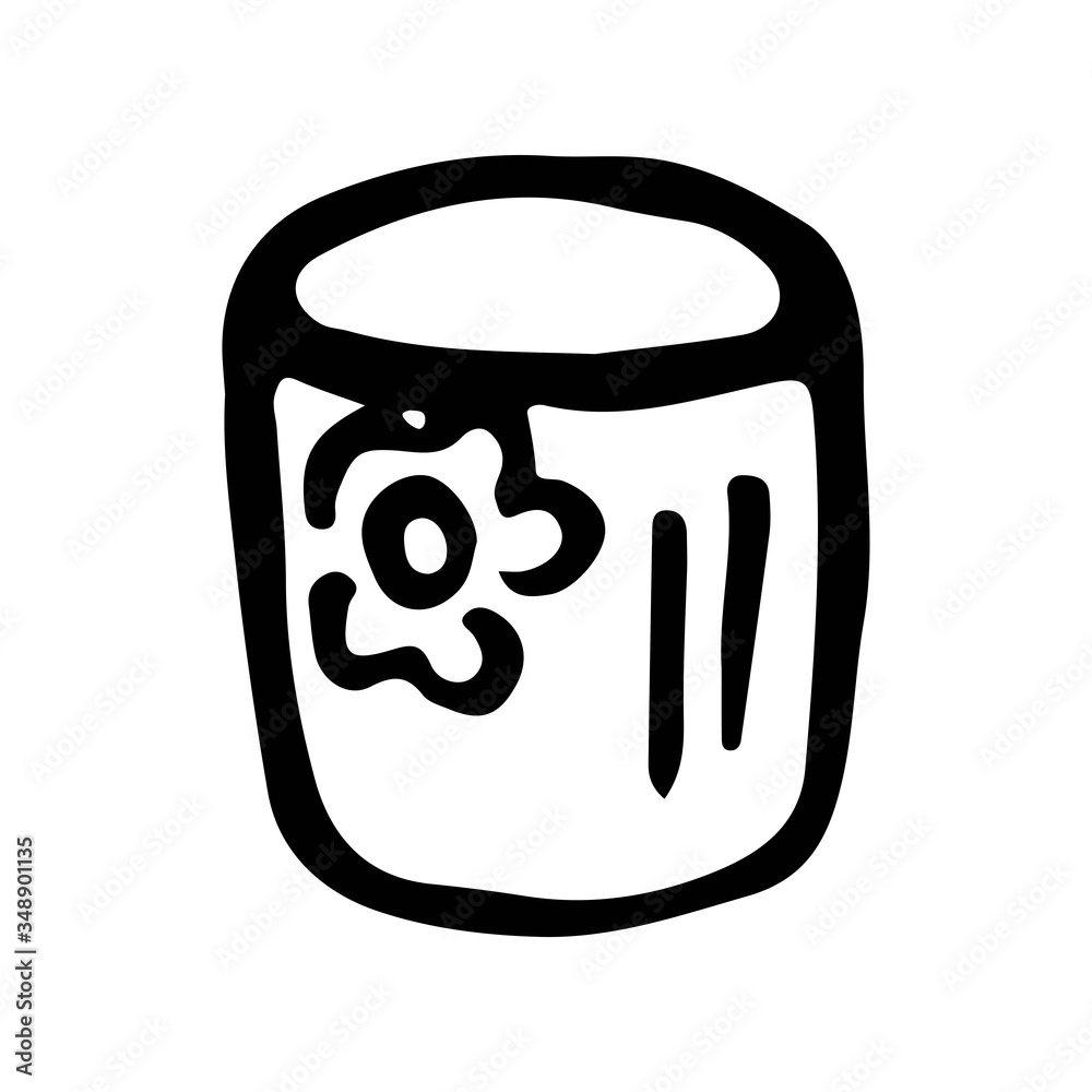 Empty flower pot - vector template. Cache-pot for indoor plants - a subject for gardening - a vector linear drawing for coloring. Outline. Hand drawing Empty flower pot - vector template. Cache-pot for indoor plants - a subject for gardening - a vector linear drawing for coloring. Outline. Hand drawing