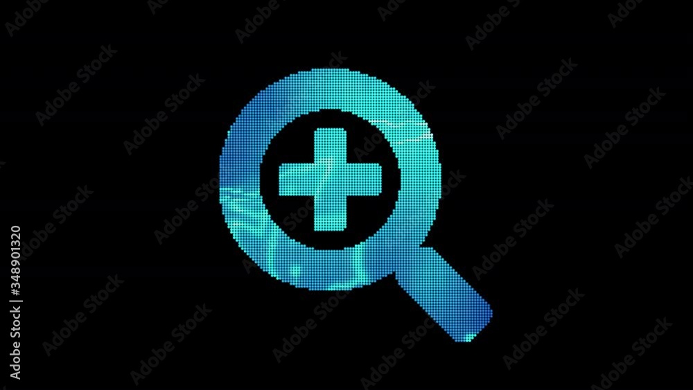 The symbol search plus is assembled from small balls. Then it shimmers with blue. It crumbles and disappears. In - Out loop. Alpha channel The symbol search plus is assembled from small balls. Then it shimmers with blue. It crumbles and disappears. In - Out loop. Alpha channel