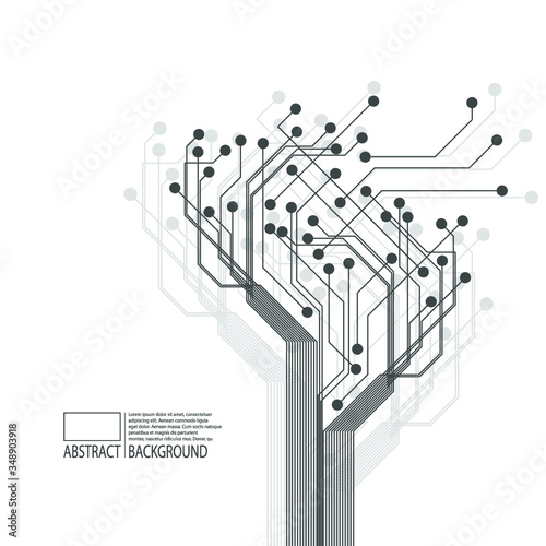 The concept of digital tree, neural network, artificial intelligence.