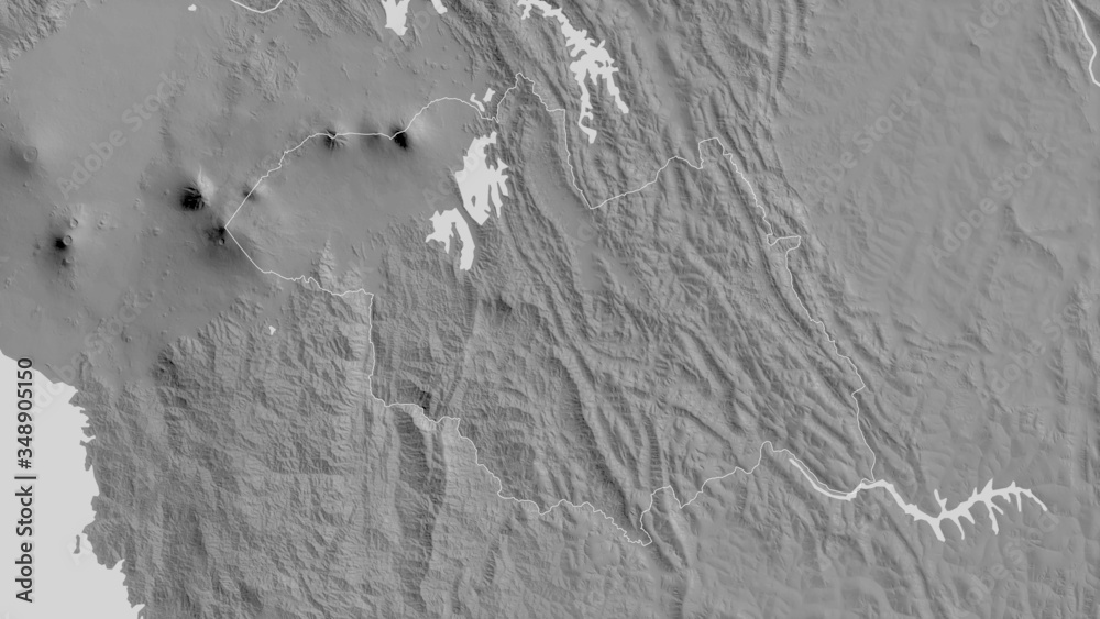 Fototapeta premium Amajyaruguru, Rwanda - outlined. Grayscale