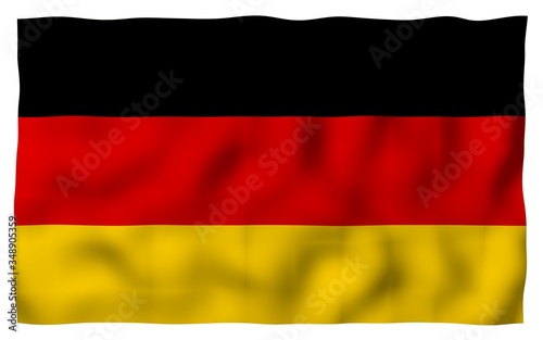 Flag of Germany. Wide format 3D illustration. State symbol of the Federal Republic of Germany. 3D rendering