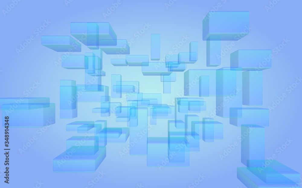 Blue and purple abstract digital and technology background. The pattern with repeating rectangles. 3D illustration Blue and purple abstract digital and technology background. The pattern with repeating rectangles. 3D illustration