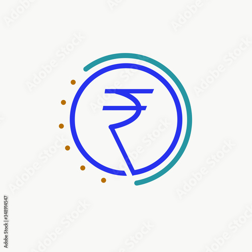 Free Download blue color rupee sign in blue circle - GFXLoad