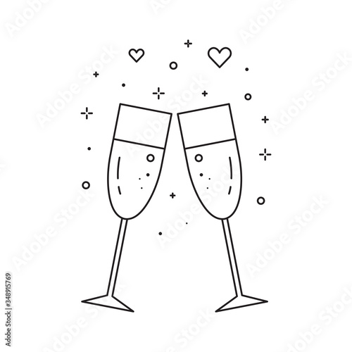 Two Glasses of Champagne Line Art Icon