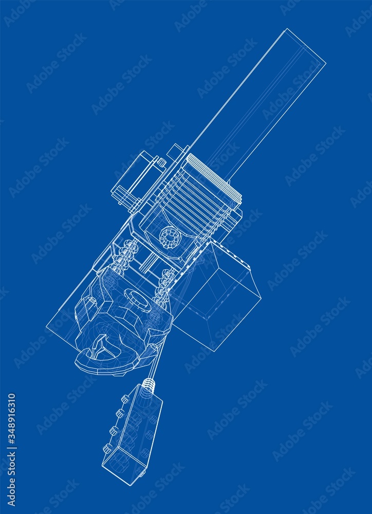 Winch or lifting machine concept outline. Vector