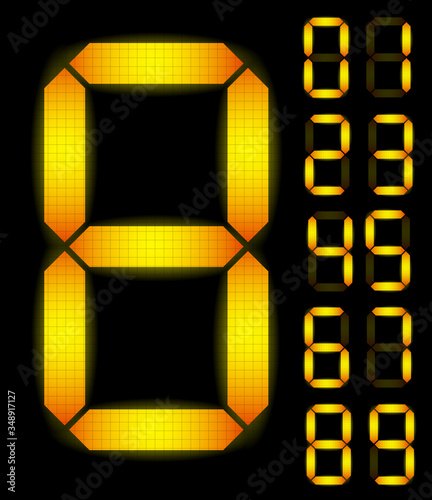 Set of yellow digital numbers