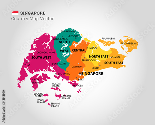 Detailed Map Of Singapore - Vector Illustration