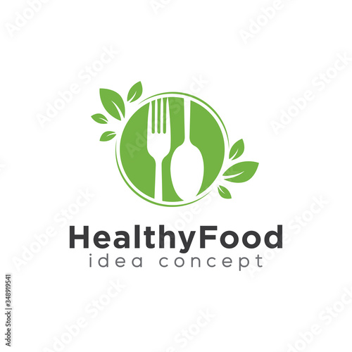 Healthy Food Concept Logo Design Template