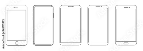 Trendy smartphone mockup mobile phones. Template for infographics or presentation. Vector illustration photo