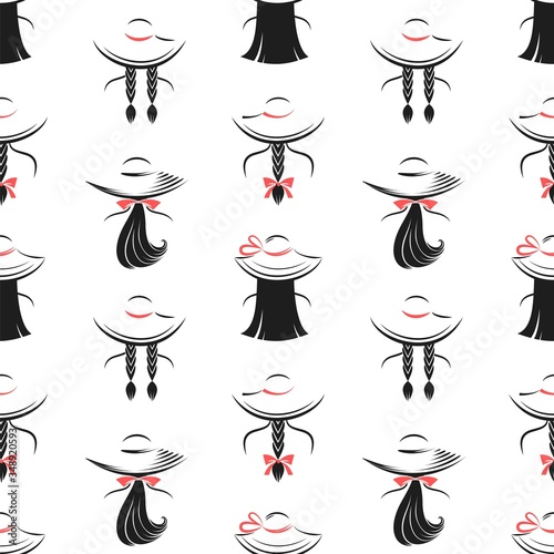 Women's hats. Seamless pattern vector