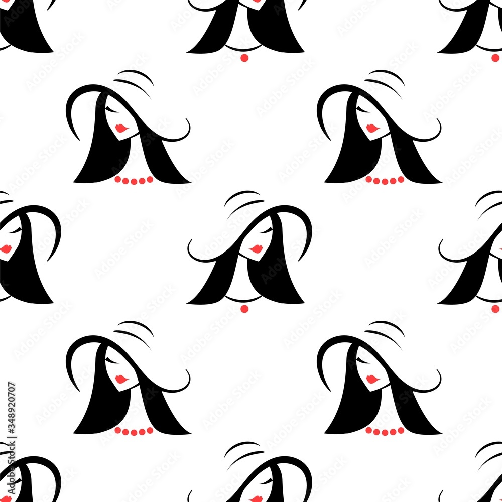 Women's hats. Seamless pattern vector