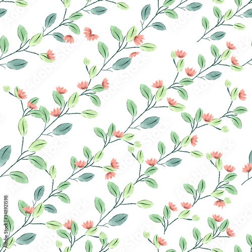 Repeat seamless pattern with watercolor style and nature concept