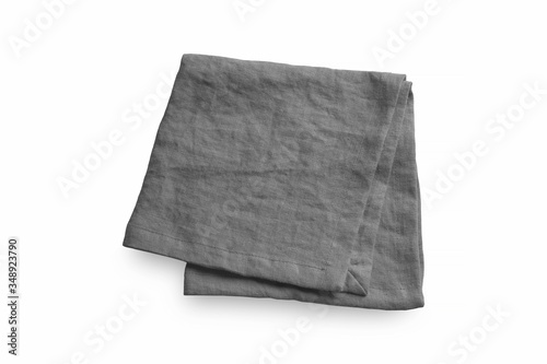 Принти на полотні One single dark gray table setup serving pure cotton linen  napkin isolated on w