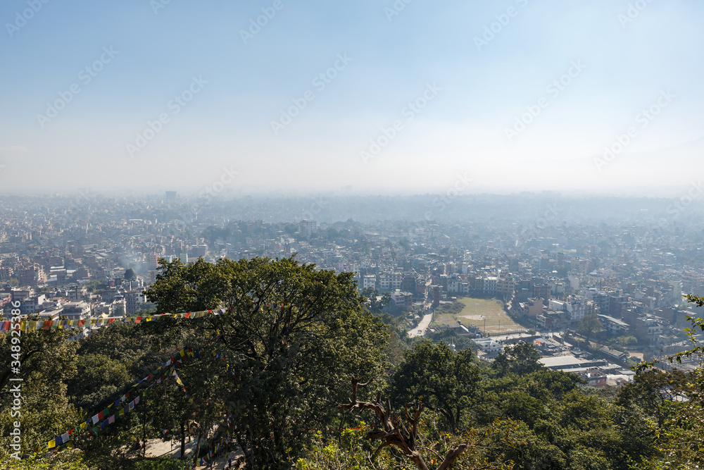 Obraz premium Kathmandu cityscape from the hill of Swayambhunath temple, Nepal.