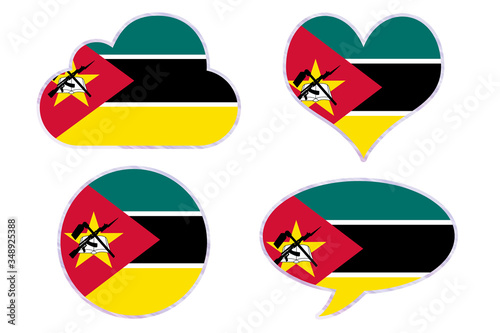 Mozambique flag in different shapes