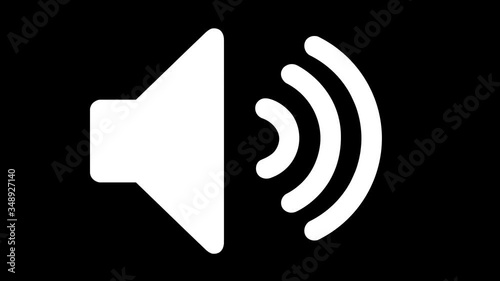 Icon of Sound on Isolated Background with Alpha Channel. Symbol of Audio technology, music, and sound. 4k Vector Animation of speaker volume logo.