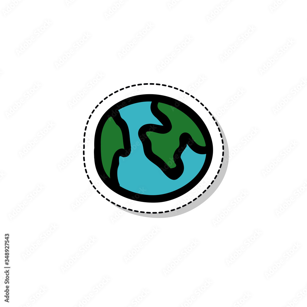 Earth planet sticker doodle icon Earth planet sticker doodle icon