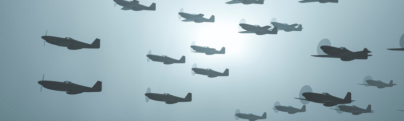 Acrylglasbilder Alte Flugzeuge Kampfflugzeug am bewölkten Himmel  © juanjo